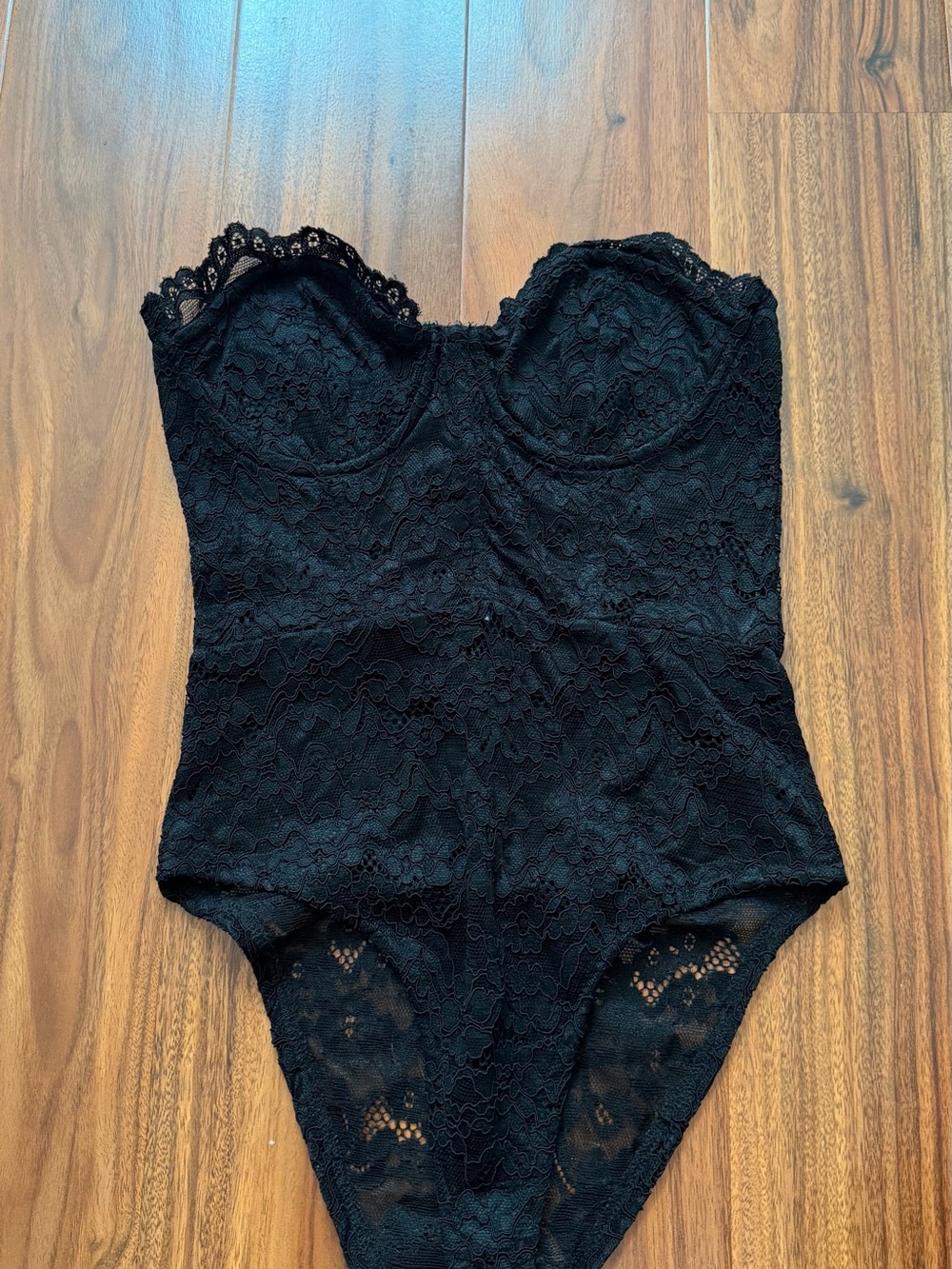 ZARA Black Lace Strapless Bodysuit